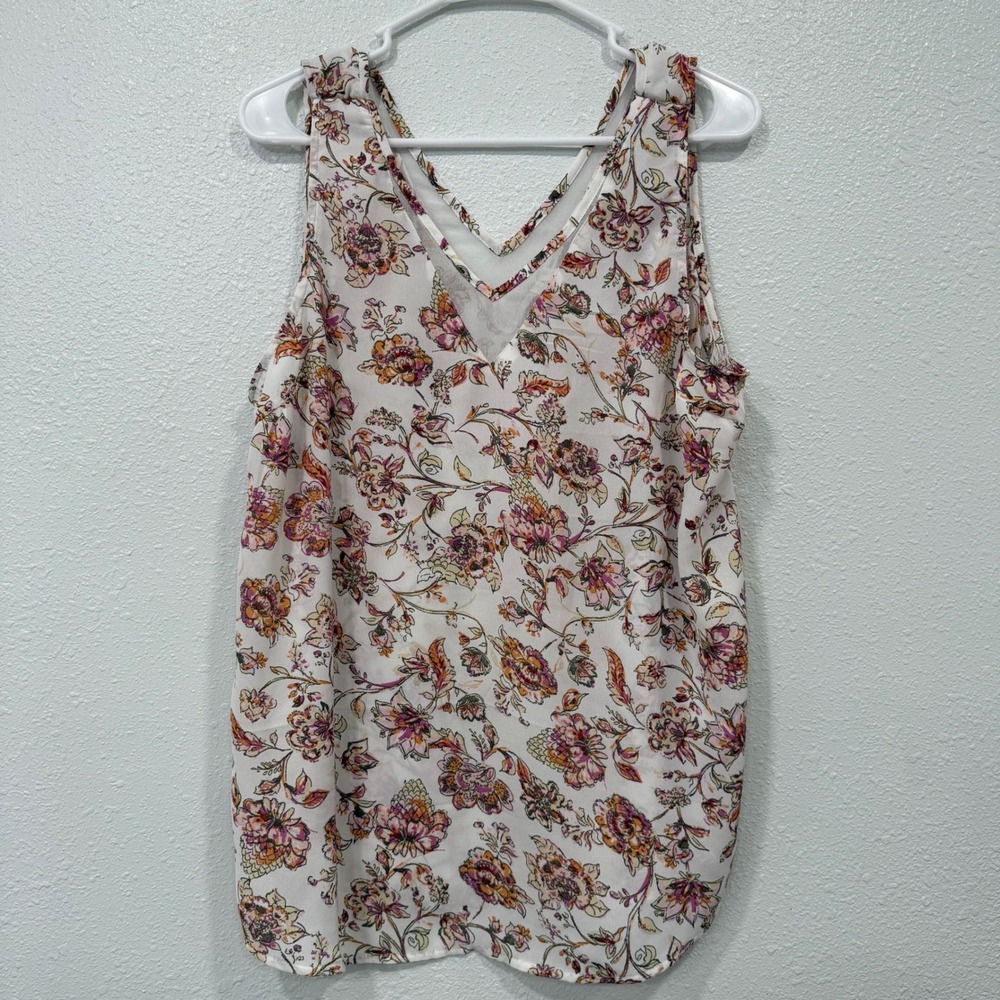 Maurice's 0X Floral Print V-Neck Sleeveless Tank Top Blouse Casual Summer